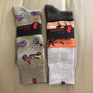 Rooster dress sock bundle - flamingo and motorcycle